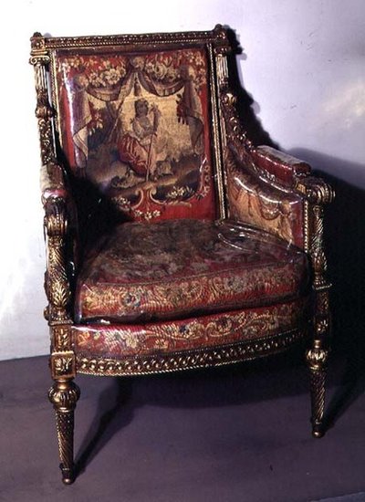 Carved Armchair, Upholstered in Tapestry, c.1780 by French School